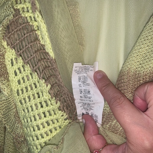 Anthropologie Cecilia Prado Boho Crocheted Drape Poncho  Beige snd Yellow SZ S - Picture 4 of 9